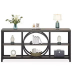 Console extensible 3 niveaux de 180 cm marron/noir