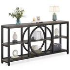 Console extensible 3 niveaux de 180 cm marron/noir