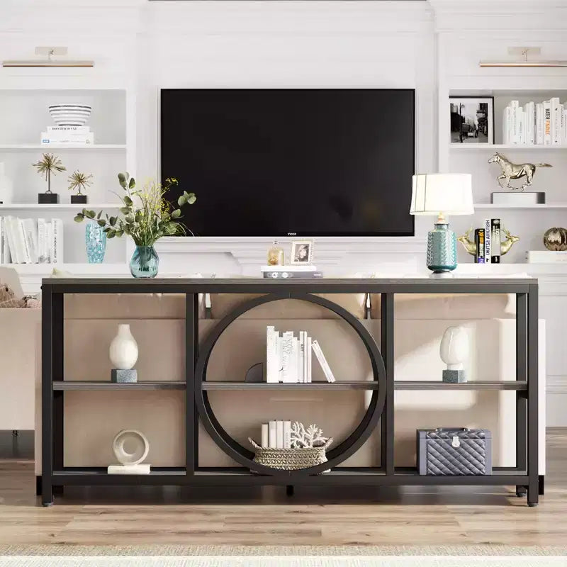 Console extensible 3 niveaux de 180 cm marron/noir