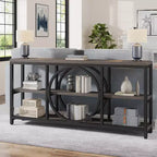 Console extensible 3 niveaux de 180 cm marron/noir