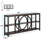 Console extensible 3 niveaux de 180 cm marron/noir