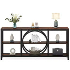 Console extensible 3 niveaux de 180 cm marron/noir