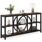 Console extensible 3 niveaux de 180 cm marron/noir