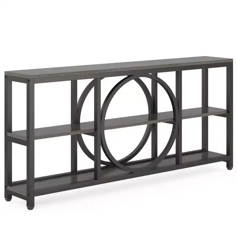 Console extensible 3 niveaux de 180 cm marron/noir