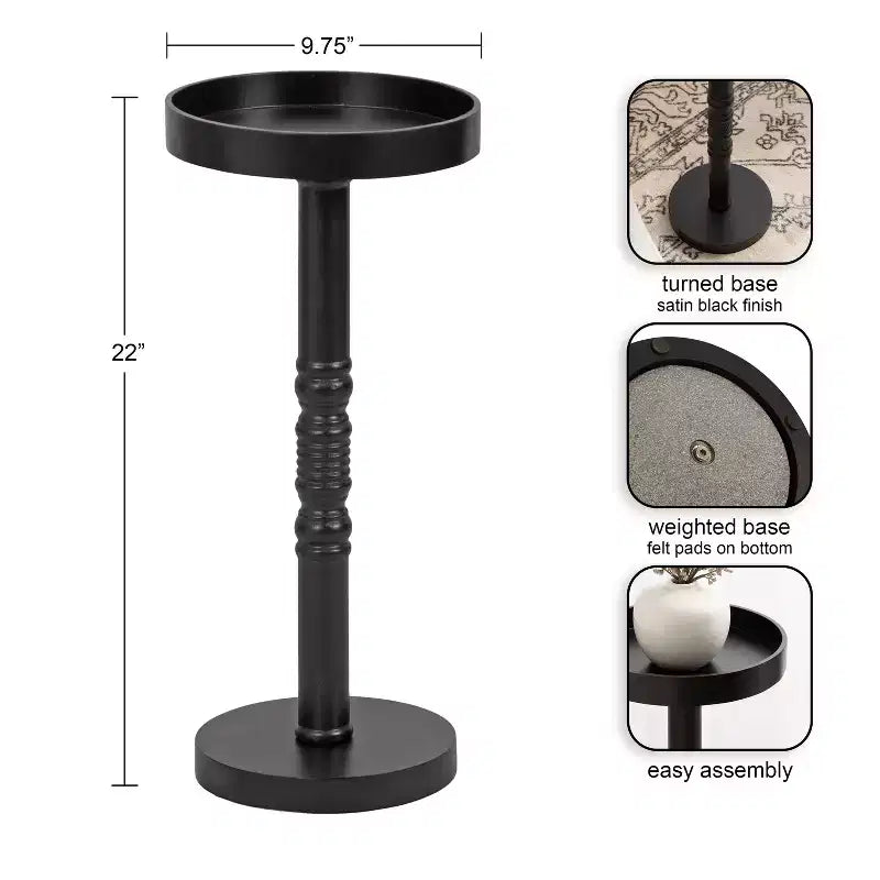 Table d'appoint sur pied de style ferme, gris vieilli