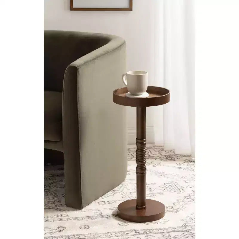 Table d'appoint sur pied de style ferme, gris vieilli