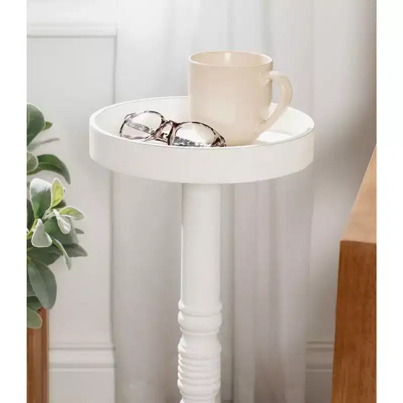 Table d'appoint sur pied de style ferme, gris vieilli