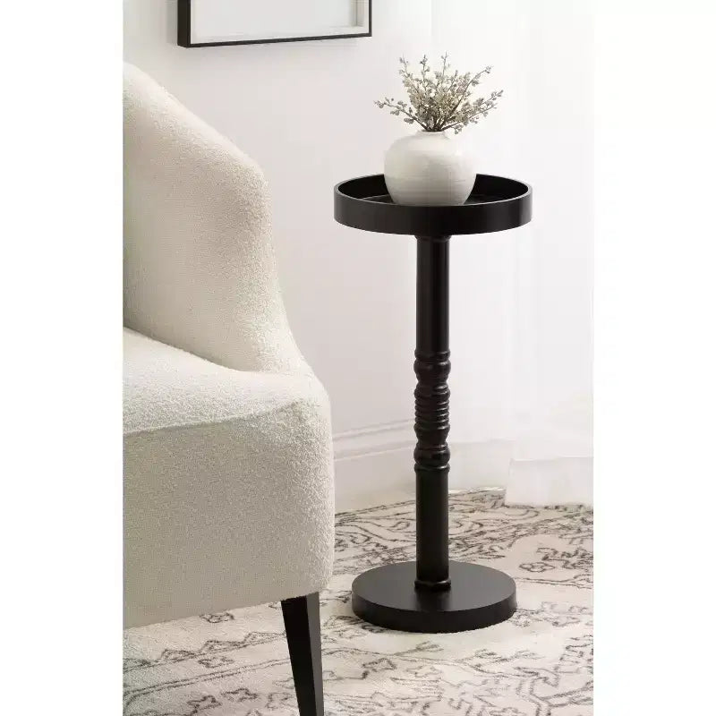 Table d'appoint sur pied de style ferme, gris vieilli