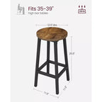 Tabourets de bar industriels marron rustique/structure en acier noir 65 cm (lot de 2)