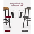 Tabourets de bar industriels marron rustique/structure en acier noir 65 cm (lot de 2)