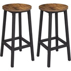 Tabourets de bar industriels marron rustique/structure en acier noir 65 cm (lot de 2)