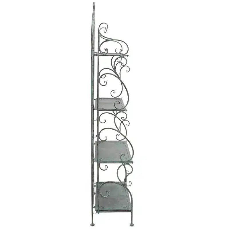 Étagère à 4 niveaux en fer, intérieure/extérieure, blanc antique