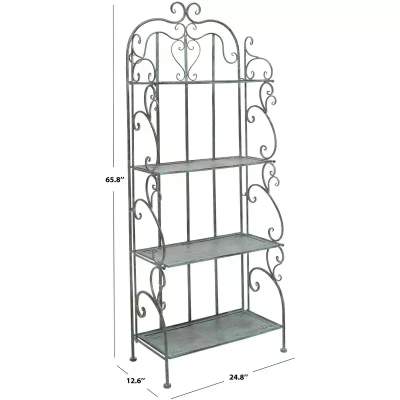 Étagère à 4 niveaux en fer, intérieure/extérieure, blanc antique