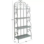 Étagère à 4 niveaux en fer, intérieure/extérieure, blanc antique