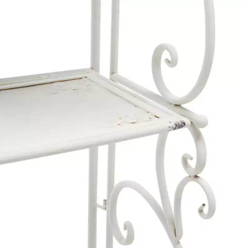 Étagère à 4 niveaux en fer, intérieure/extérieure, blanc antique