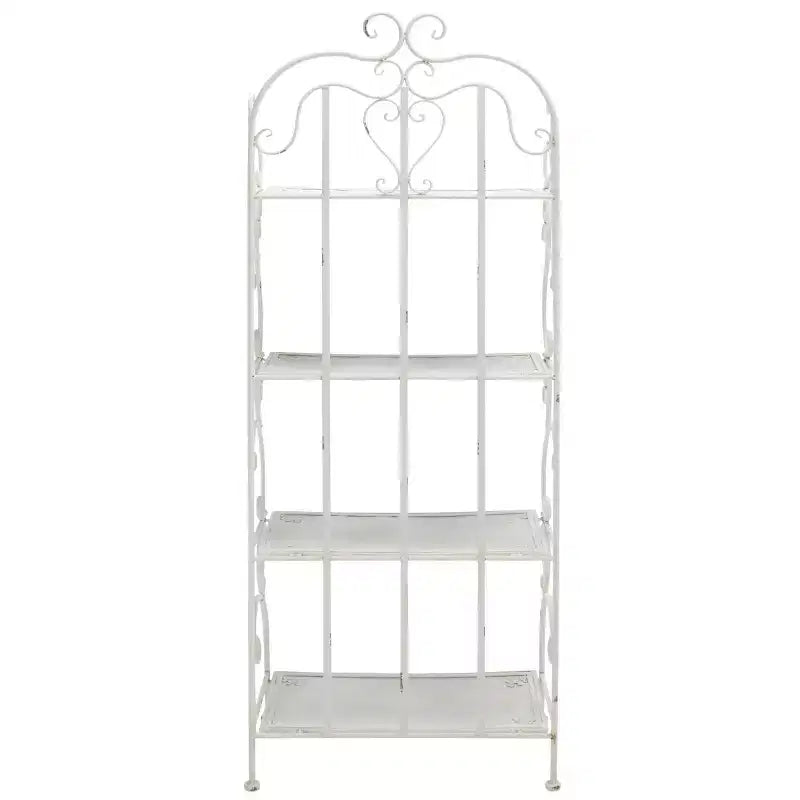 Étagère à 4 niveaux en fer, intérieure/extérieure, blanc antique