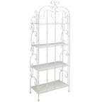 Étagère à 4 niveaux en fer, intérieure/extérieure, blanc antique