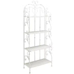 Étagère à 4 niveaux en fer, intérieure/extérieure, blanc antique