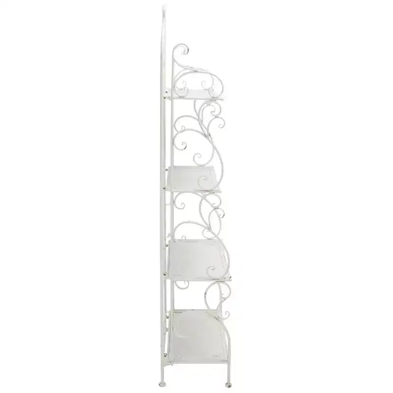 Étagère à 4 niveaux en fer, intérieure/extérieure, blanc antique