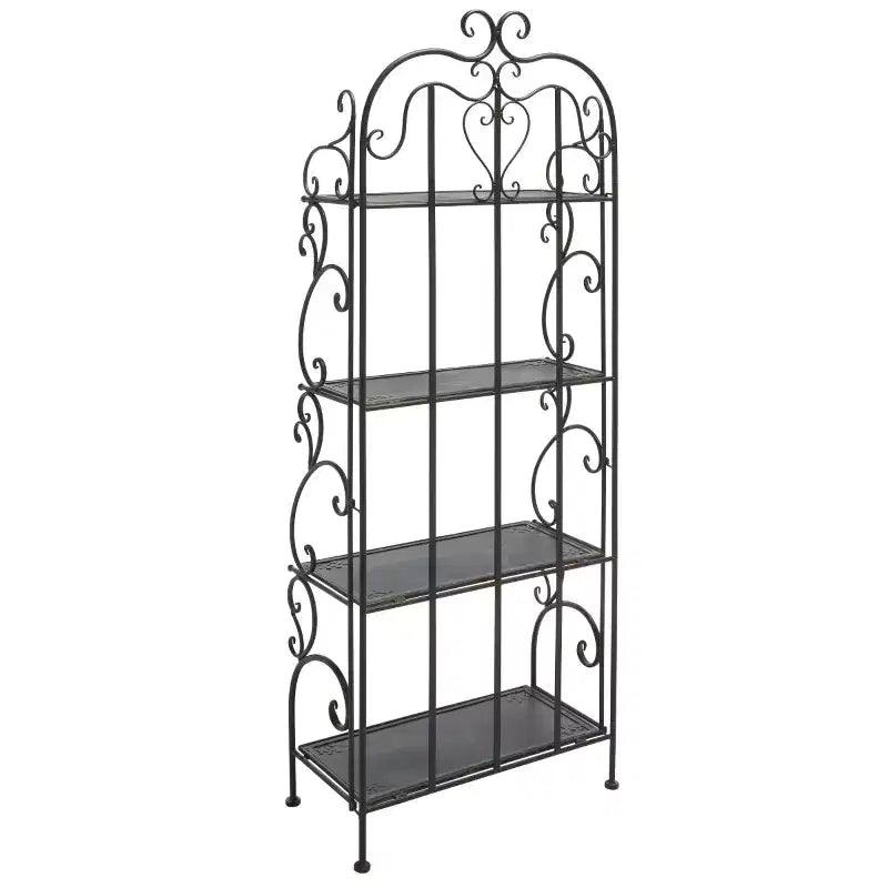 Étagère à 4 niveaux en fer, intérieure/extérieure, blanc antique