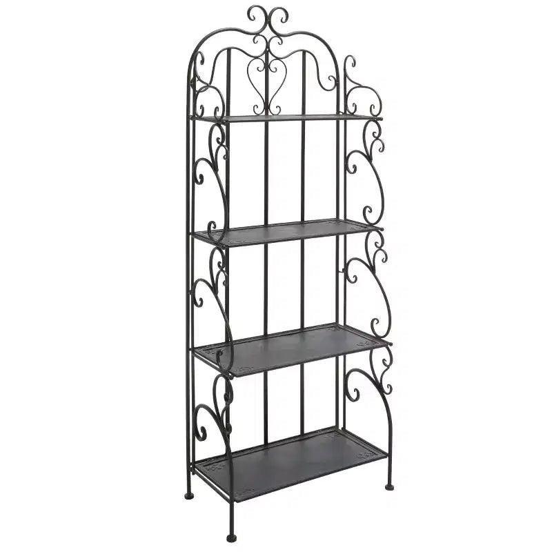 Étagère à 4 niveaux en fer, intérieure/extérieure, blanc antique
