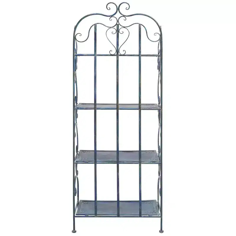 Étagère à 4 niveaux en fer, intérieure/extérieure, blanc antique