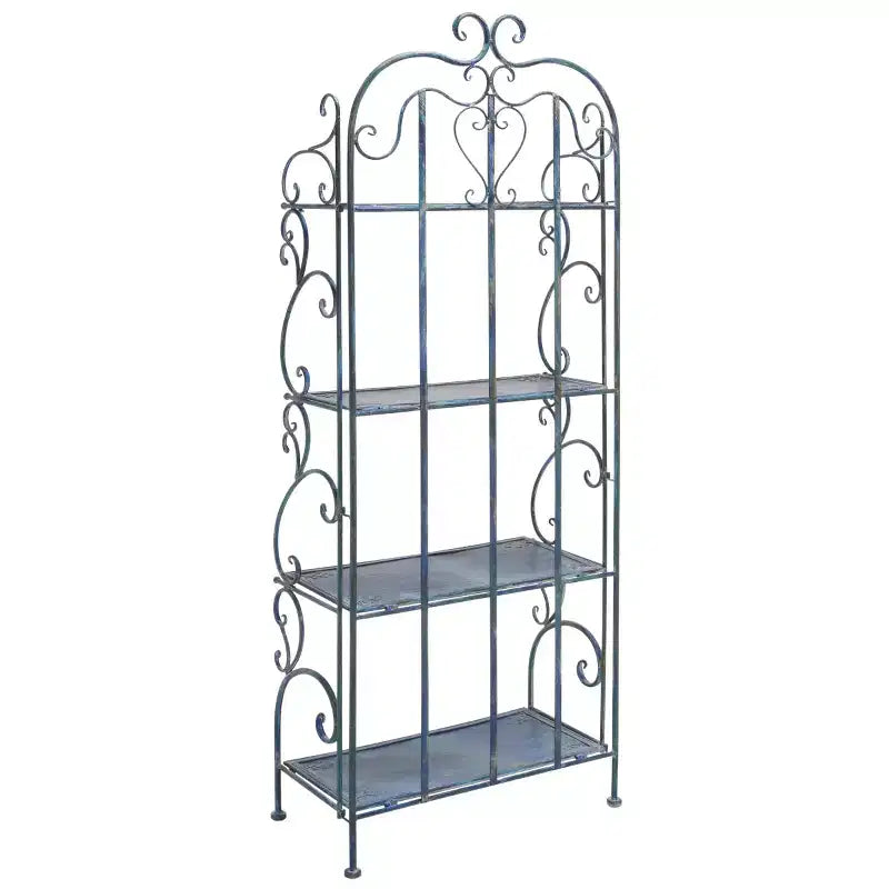 Étagère à 4 niveaux en fer, intérieure/extérieure, blanc antique