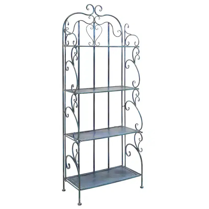 Étagère à 4 niveaux en fer, intérieure/extérieure, blanc antique