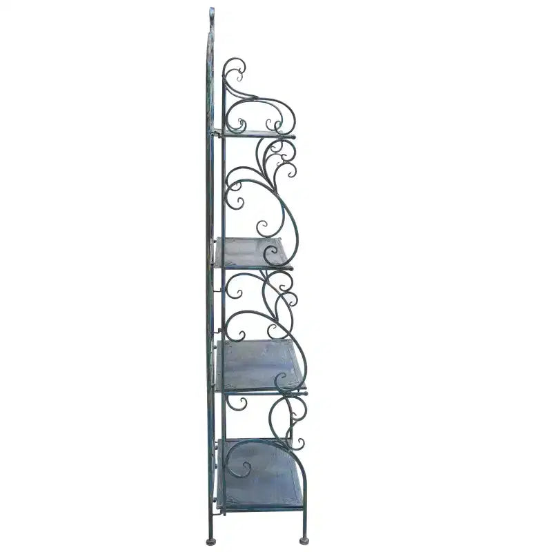 Étagère à 4 niveaux en fer, intérieure/extérieure, blanc antique