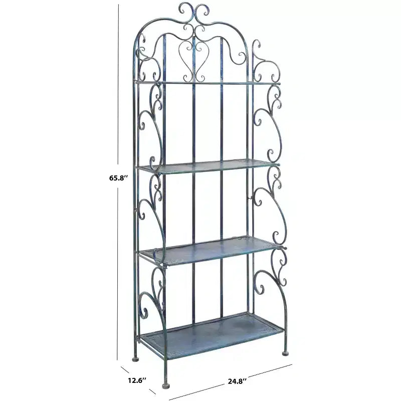 Étagère à 4 niveaux en fer, intérieure/extérieure, blanc antique
