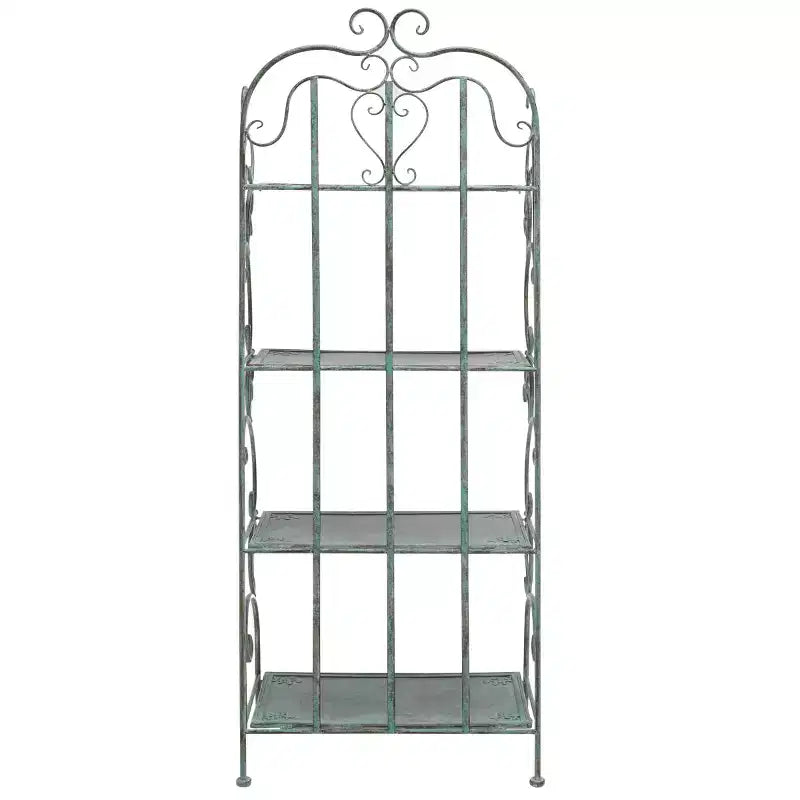 Étagère à 4 niveaux en fer, intérieure/extérieure, blanc antique