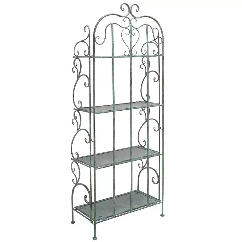 Étagère à 4 niveaux en fer, intérieure/extérieure, blanc antique