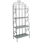 Étagère à 4 niveaux en fer, intérieure/extérieure, blanc antique