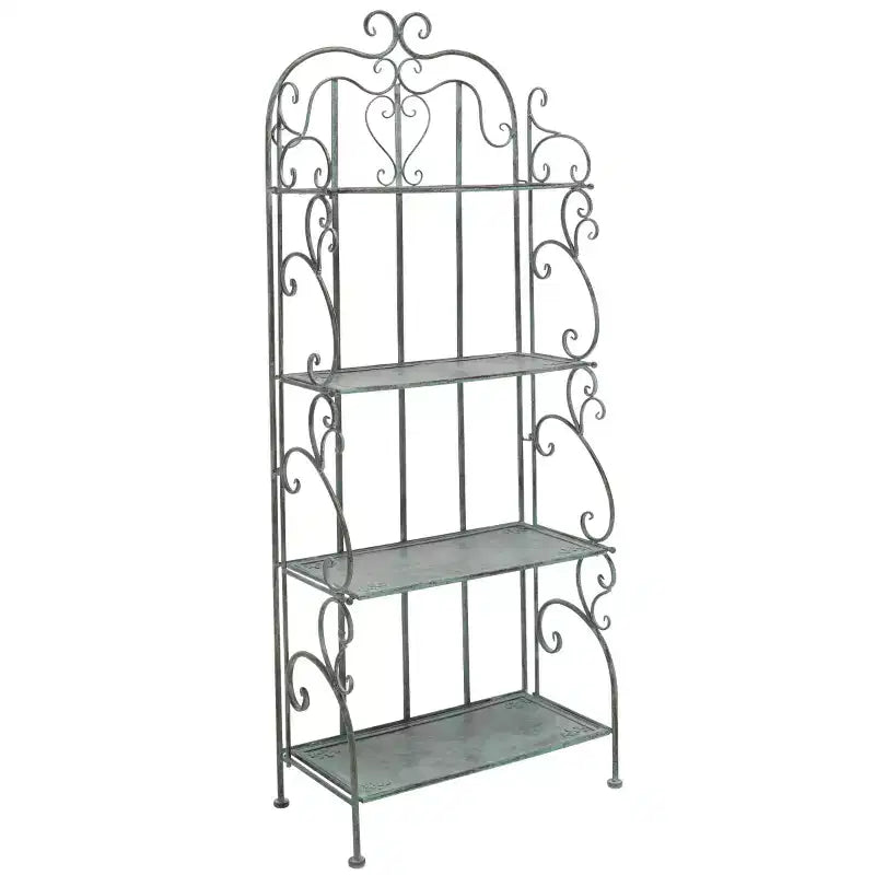 Étagère à 4 niveaux en fer, intérieure/extérieure, blanc antique