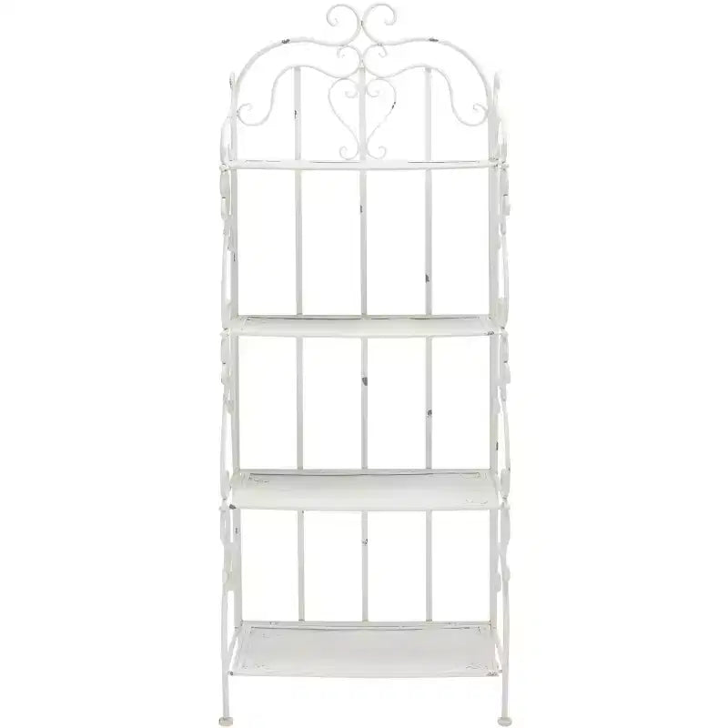 Étagère à 4 niveaux en fer, intérieure/extérieure, blanc antique
