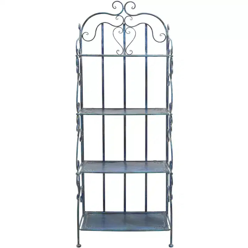 Étagère à 4 niveaux en fer, intérieure/extérieure, blanc antique