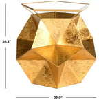 Table d'appoint sculpturale dorée au design géométrique