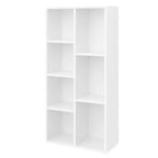 Bibliothèque autoportante 7 compartiments en forme de cube, blanche