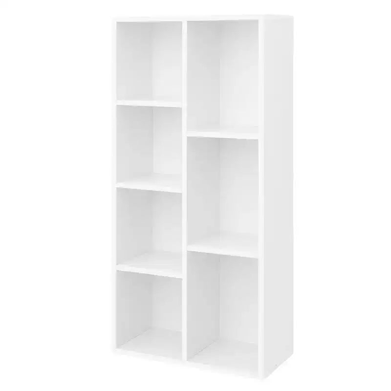 Bibliothèque autoportante 7 compartiments en forme de cube, blanche