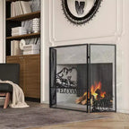 52"x31" Pare-feu de cheminée à 3 panneaux anti-étincelles motif Élan