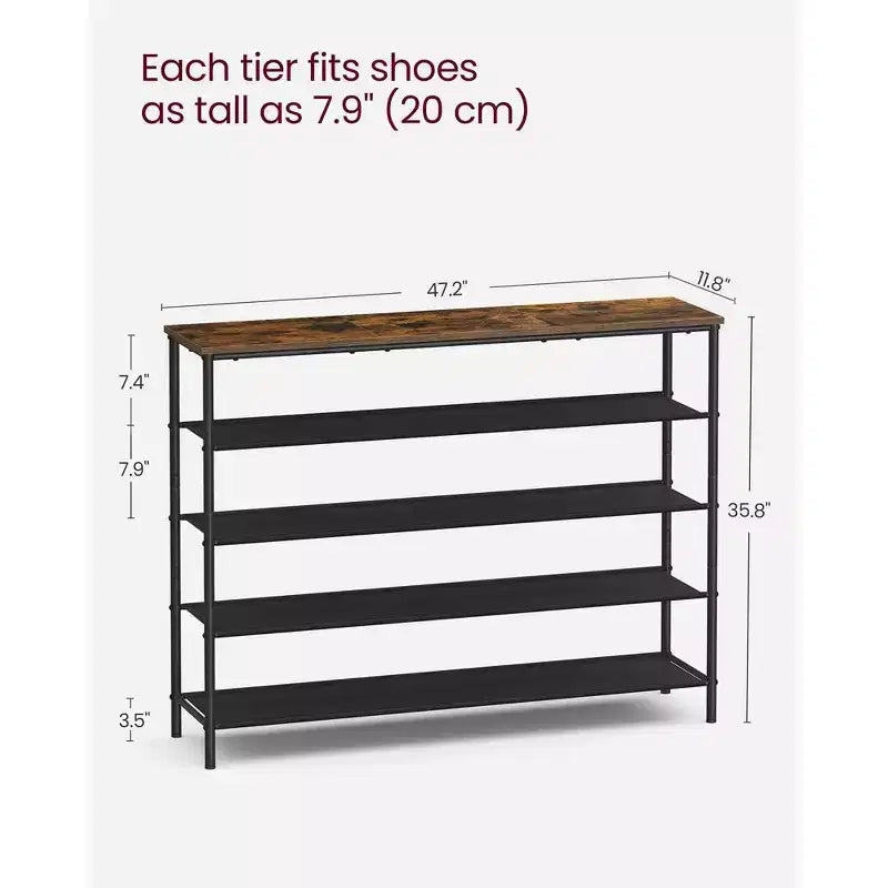 Meuble à chaussures à 5 niveaux pour 20 à 24 paires Marron rustique/Noir