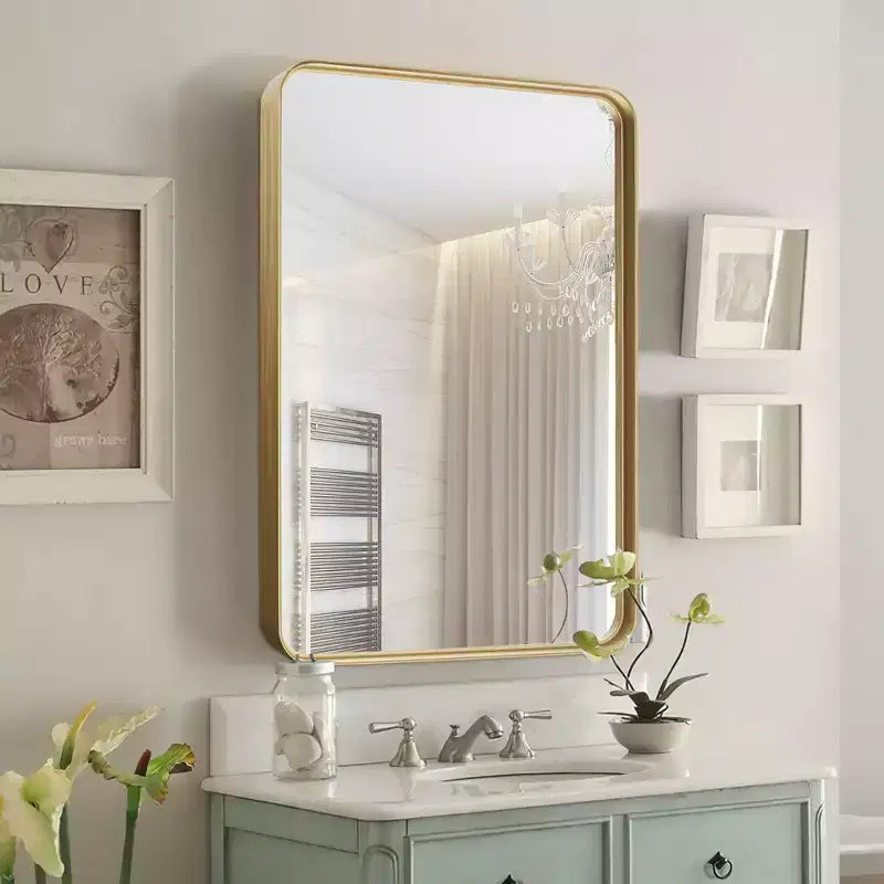 Dovelina Wall Mounted Mirror Rectangle Metal Framed Bathroom Vanity Mirror