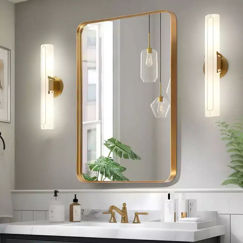 Miroir de courtoisie rectangulaire en métal pour salle de bain 32"x50"