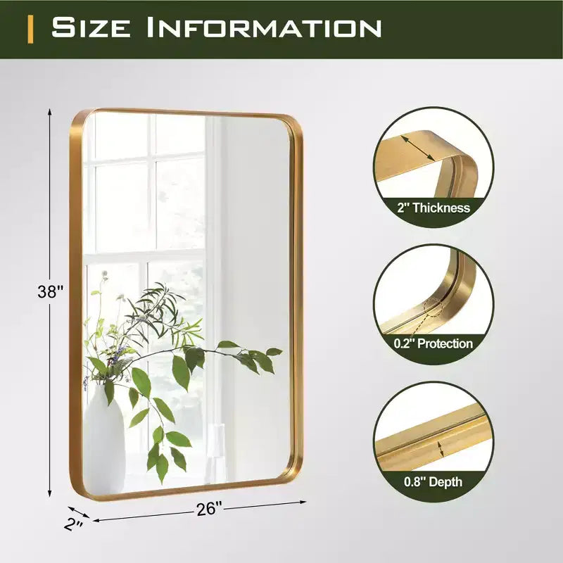 Miroir de courtoisie rectangulaire en métal pour salle de bain 32"x50"