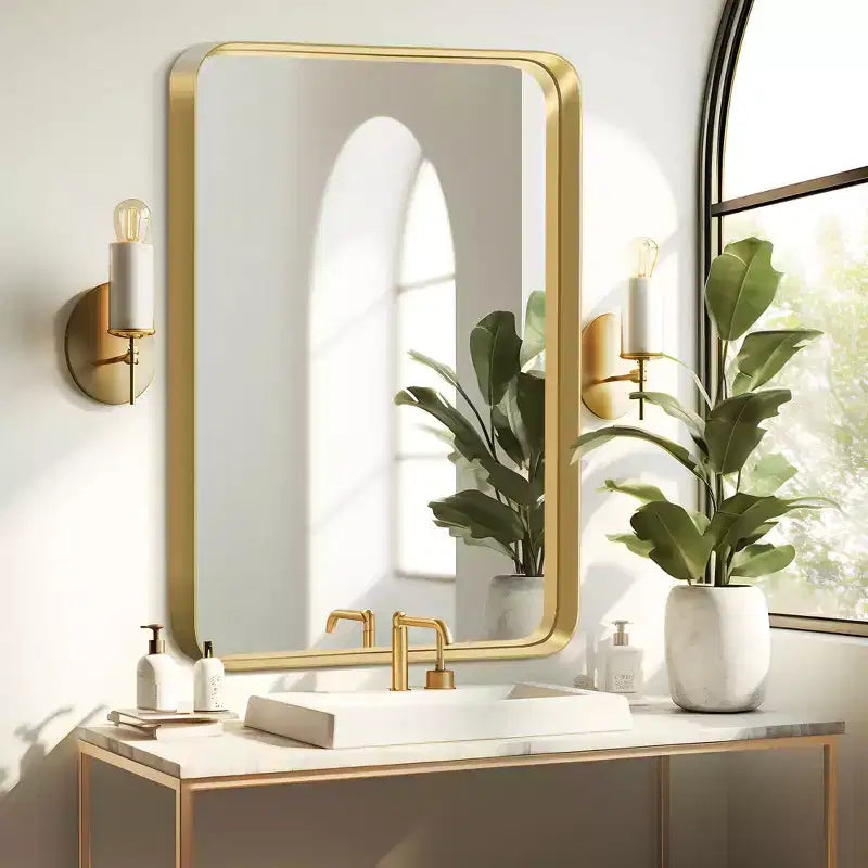 Miroir de courtoisie rectangulaire en métal pour salle de bain 32"x50"