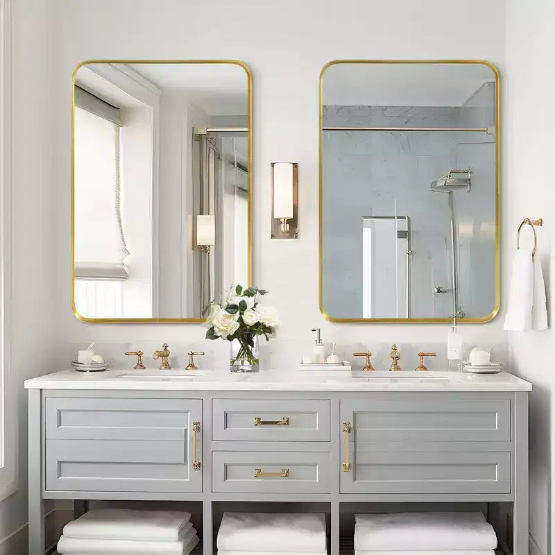 Miroir de courtoisie rectangulaire en métal pour salle de bain 32"x50"