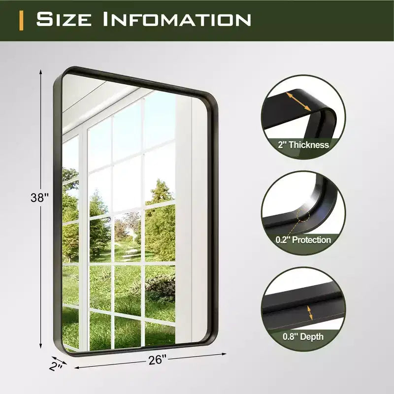 Miroir de courtoisie rectangulaire en métal pour salle de bain 32"x50"