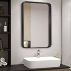 Miroir de courtoisie rectangulaire en métal pour salle de bain 32"x50"