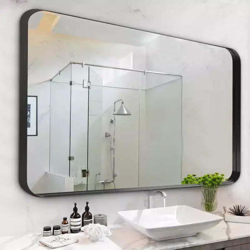 Miroir de courtoisie rectangulaire en métal pour salle de bain 32"x50"